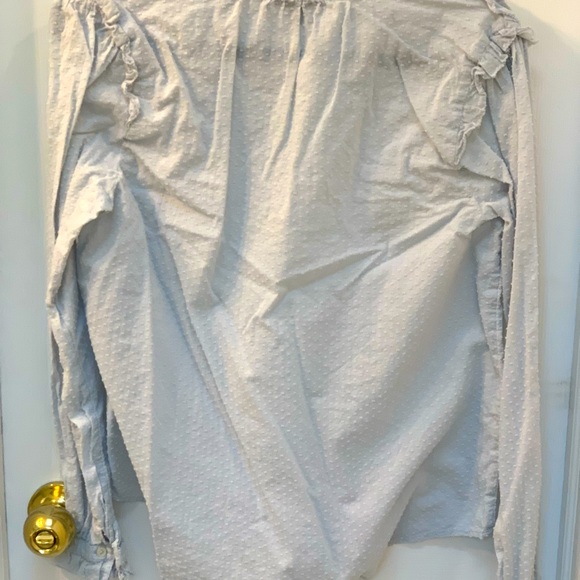 J. Crew Ruffle-trim V-neck popover in clip dot classic sky light blue M - Picture 3 of 6